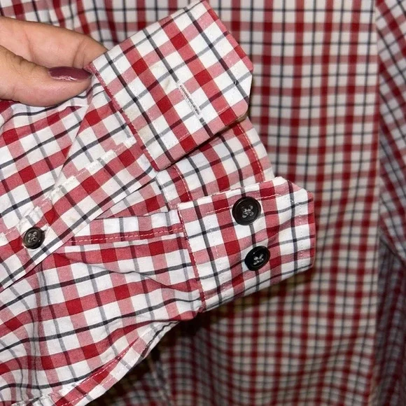 Express Fitted Red Plaid Button Down - Picture 5 of 7